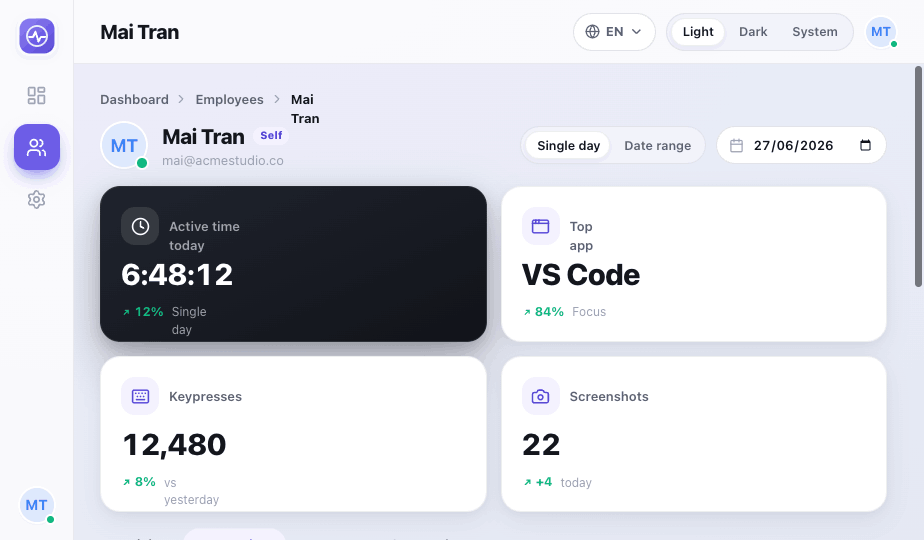 Screenshot gallery in web admin