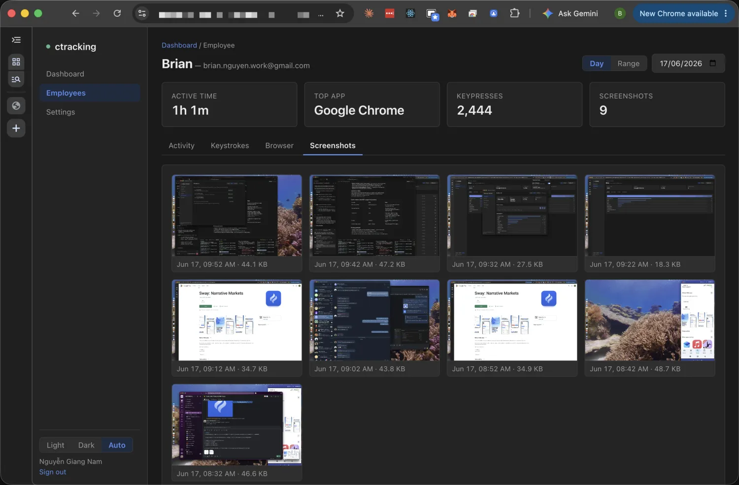 Screenshot gallery in web admin